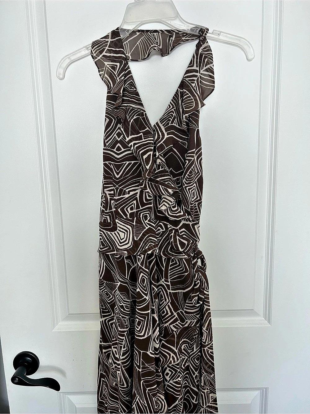 Liz Claiborne Geometric Maxi Dress in Brown & White Size 6